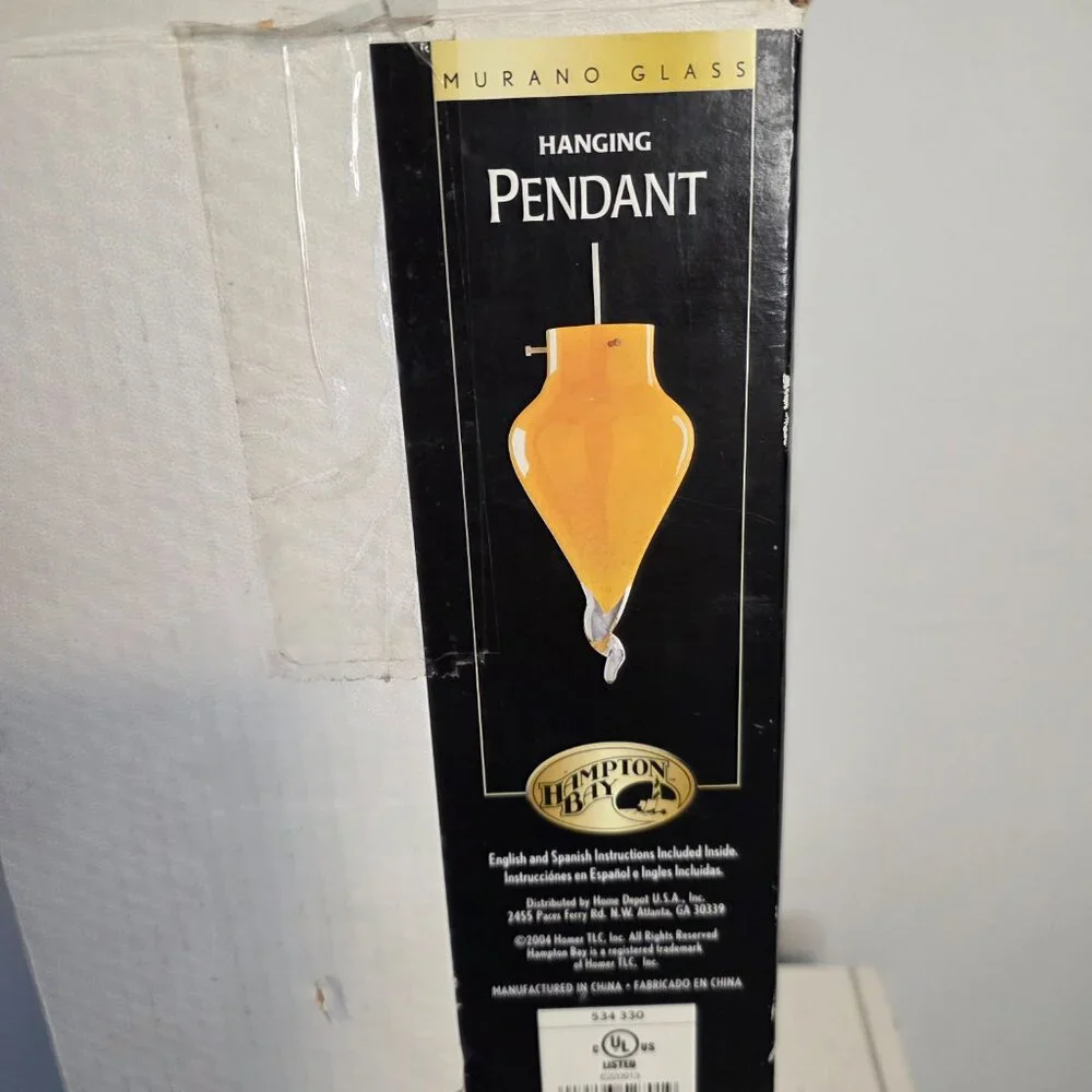Hampton Bay Murano Style Yellow Glass Hanging Pendant NWOT